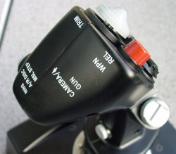 The lettering on the joystick