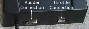 The connectors on the back of the joystick base